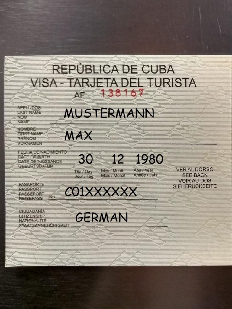 tourist card kuba